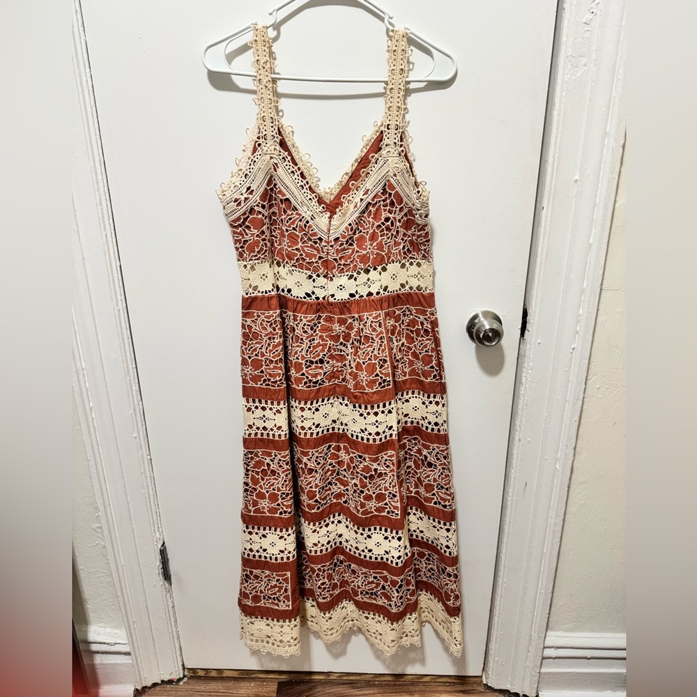 Sea New York Jonah Embroidery Sleeveless Midi Dress in Brick - Picture 7 of 8